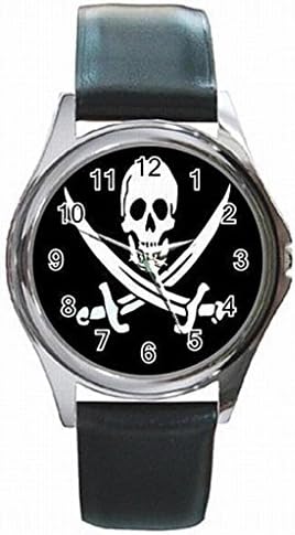 Daguys custom Pirate Flag Jolly Roger Leather Watch Wrist Watch unisex watch