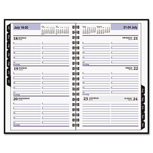 DayMinder Premiere Products - DayMinder Premiere - Premiére Desk Weekly Appointment Book, 4-7/8 x 8, Black - Sold As 1 Each - Hardcover appointment book keeps your records protected. - Twin wire binding allows book to lie flat when open. - Storage pocket