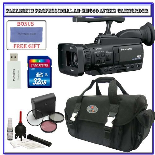 Panasonic AG-HMC40 Professional 3MOS AVCCAM Handheld Camcorder + Transcend 32GB SDHC + Willoughby's Advanced Shooter Package