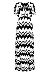 V-neck Short Sleeves Summer Polyester/Spandex Chevron Print Maxi Dress 