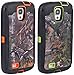 Pack of 2 Huaxia Datacom Body Armor Realtree Camo Defender Case w/ Built-in Screen Protector For Samsung Galaxy S4 SIV (not for S4 Active) - Green Camo Forest and Orange Camo Tree