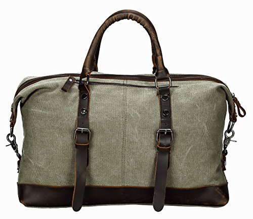 Oversized Leather Canvas Duffel Tote Weekender Travel Shoulder Handbag Gift Idea
