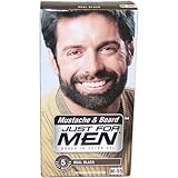 Just for Men Brush-In Color Gel for Mustache & Beard, Real Black M-55, 1 kit, Packaging May Var