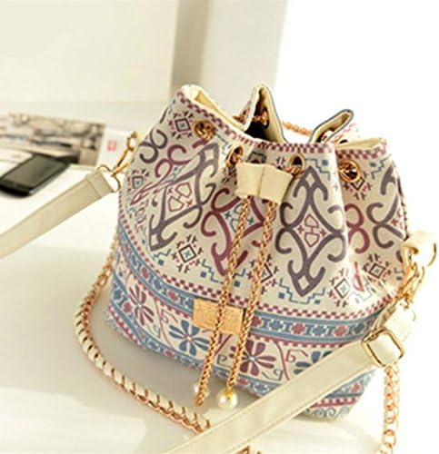 Women Bohemia Canvas Handbag Shoulder Bags Purse PU Leather Ladies Messenger Hobo Bag