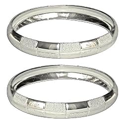 Costume Jewelry Rodium Plated Bangle Bracelets Pair from India Unique Gift for Her 2.3 inches (cbanp002a)