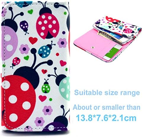 PpIiNnKk Cute Ladybird Premium General-Use PU Leather Purse [Button] Wallet Flip Case Protective Cover for Samsung Galaxy (G360 G386F G355H G850F S5MINI G3815 G3500 S3 / S4 A3 J1 ect) / SONY (E3 E4 Z2MINI) / LG (G2 L9 L90 L80) / NOKIA (N920 N630 N720 N625 ) / HUAWEI P6 G6 G510 Honor 3 / Apple iphone 6 / 5S / 5C / HTC (M7) / MOTO X / G / Alcatel Pop C5 ect