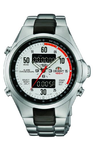 Best Price Orient Men's CVZ02002W 100m Analog Digital with Calendar, Alarm, Dual Time, Chronograph in 1/100 second White Watch