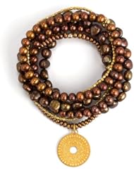 Baroni Scarlet Bracelet in 24K Gold Plate over Sterling with Chocolate Pearls
