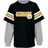 Reebok Pittsburgh Steelers Kids 4-7 Long Sleeve Team Color/Grey Layered T-Shirt