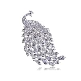 Clr Swarovski Crystal Rhinestone Peacock Fowl Bird Elegant Tail Train Pin Brooch