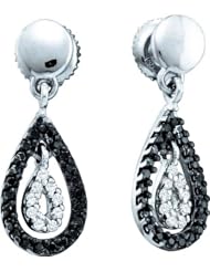 14K White Gold 0.34CT Black Diamond Pear Shape Fashion Earring