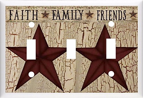 COUNTRY BARN STAR FAITH FAMILY FRIENDS LIGHT SWITCH COVER PLATE OR OUTLET (LIGHT TRIPLE)