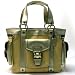 AUTHENTIC COACH LEGACY STRAW LARGE TOTE with METALLIC LEATHER 114