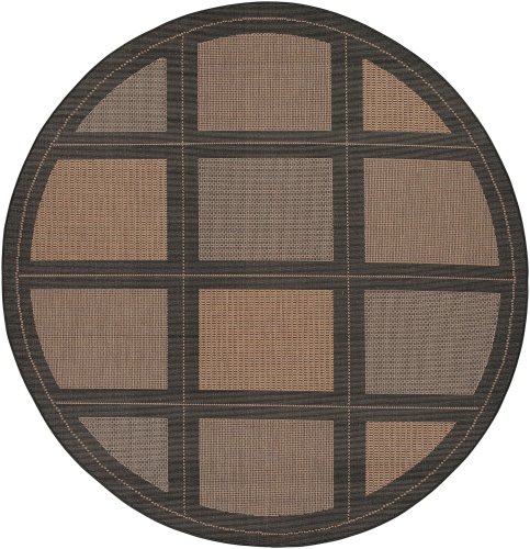 Couristan 1043/2500 Recife Summit 7-Feet 6-Inch Round Rug, Cocoa Black