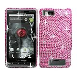 Premium Hot Pink Zebra Bling Diamond Snap-On Cover Hard Case Cell Phone Protector for Motorola Droid X MB810