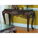 251 Series Sofa Table with Black Marble Top in Dark Cherry