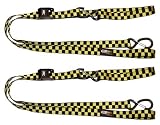 EK Ekcessories 19072P-W66-AM Power Cat Yellow/Black Checker Dual Safety Clip Tie Down with Built In Soft Tie - Pack of 2