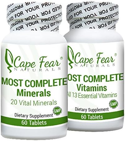 Cape Fear Naturals - Most Complete Minerals & Most Complete Vitamins Package - Includes 13 Vitamins & 20 Minerals - Includes 60 caplets each (2 Month Supply)