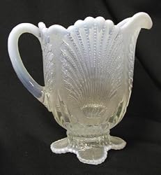 French Opalescent Beaded Shell Pattern Pitcher
