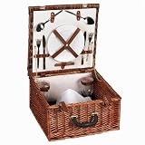 Whitney Design ML-2654 Woven-Willow Square-Shaped 2-Person Picnic-Basket Set