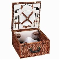 Whitney Design ML-2654 Woven-Willow Square-Shaped 2-Person Picnic-Basket Set