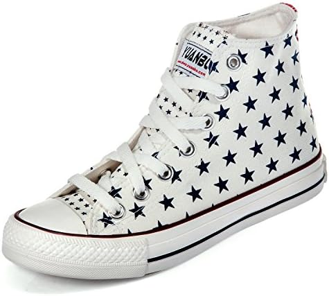 YesStyle Women's Star Print High-Cut Sneakers White 8