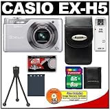 Casio Exilim EX-H5 Digital Camera (Silver) with 8GB Card + Case + Battery + Accessory Kit
