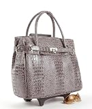 Ladies Brown Alligator Crocodile Rolling Computer Laptop Briefcase or Travel Bag