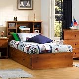South Shore Sand Castle Twin Bookcase Storage Bed Set in Sunny Pine Finish