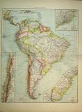 1893 UNIVERSAL MAP SOUTH AMERICA FALKLAND ISLAND