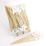 ThinkBamboo 100pc Heart Picks, White - 7.1 (18cm)