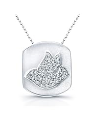 Victoria Kay 14k Rose Gold Diamond Dove Disk Pendant (1/10cttw, JK, I2-I3), 16"