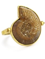 Lena Skadegard "Arcadia" Fossilized Ammonite  with 22k Gold Swivel Band Ring, Size 7