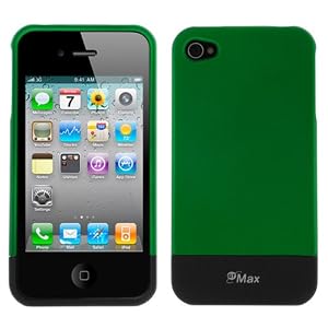 GTMax Slider Rubber Hard Snap On Crystal Cover Case - Black / Dark Green for Apple iPhone 4 4G 16GB / 32GB 4th Generation