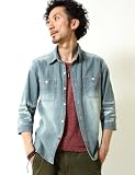 (ジジ セレクト) GIGI SELECT ウォッシュ加工 デニム 7分袖 ワークシャツ [21-p609]