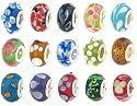 100pc Lot Silver Lampwork Murano Glass European Mix Beads - Compatible with Pandora, Chamilia, Troll, Biagi