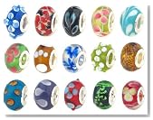 Bundle Monster 100pc Lot Silver Lampwork Murano Glass European Mix Beads - Compatible with Pandora, Chamilia, Troll, Biagi