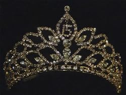 Quinceanera Tiara - Rhinestones - Gold Toned - 2in.