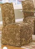 Set of Two Parson Dining Chairs in Green Floral Design