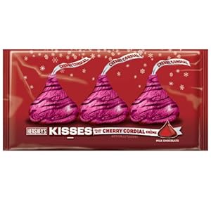 Hershey's Holiday Kisses, Milk Chocolate Filled with Cherry Cordial Creme, 10-Ounce Packages (Pack of 4)