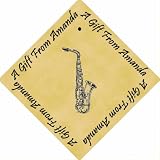 Gift Boxed Pack of 48 PERSONALISED Parchment 6cm Square Gift Tags Saxophone