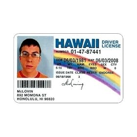 Superbad McLovin Hawaii Driver's License Bumper Sticker