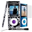 iPod Nano 5th generation 5G hard shell skin case cover compatible for iPod Nano 5th Gen 8GB, 16GB newest model + Includes Nano 5 Screen Protector Guard + a 4-inch eBigvalue TM Determination Hand Strap (Black And White Skull)