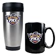 Phoenix Suns Stainless Steel Travel Tumbler & Black Ceramic Mug Set - Primary Logo NBA Basketball