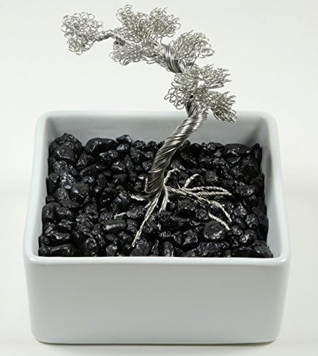 Desktop Zen Garden with Stainless Steel Wire Bonsai Tree