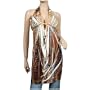 Brown designer deep cut v-neck plus size tunic top