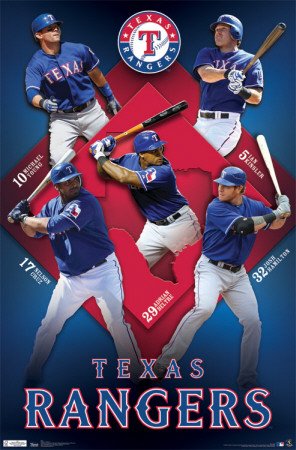 Texas Rangers 2011 Collage Young Kinsler Hamilton Beltre Cruz Sports Poster Print - 22x34 Poster Print, 22x34