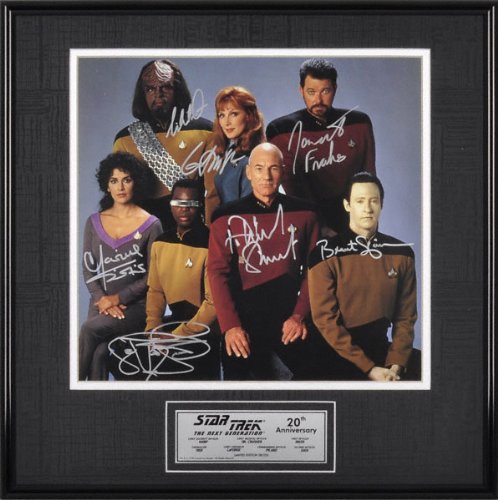 Star Trek: The Next Generation Framed Autographed Cast Photograph with 7 Signatures and Descriptive Plate - L.E. of 250