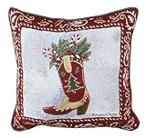 Review Simply Home  / Happy Cowboy Christmas Holiday Tapestry Toss Pillow