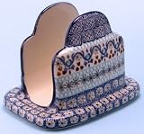 Polish Pottery Napkin Holder 4 3/4" H x 4 1/2" W x 6 3/4" L